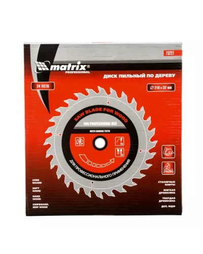 Пильный диск по дереву, 216 х 32 мм, 24 зуба, кольцо 30/32 Matrix Professional