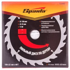 Пильный диск по дереву, 150 х 22мм, 40 зубьев SPARTA 732405