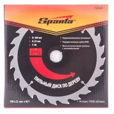 Пильный диск по дереву, 180 х 22мм, 40 зубьев SPARTA 732425
