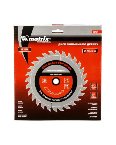 Пильный диск по дереву, 200 х 32 мм, 36 зубьев, кольцо 30/32 Matrix Professional