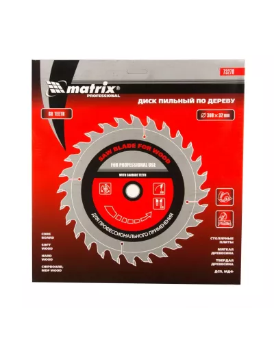 Пильный диск по дереву, 300 х 32 мм, 60 зубьев Matrix Professional