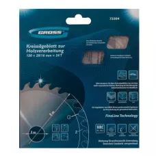 Пильный диск по дереву GROSS 150 x 20/16 x 24Т 73304