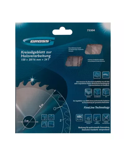 Пильный диск по дереву 150 x 20/16 x 24Т Gross