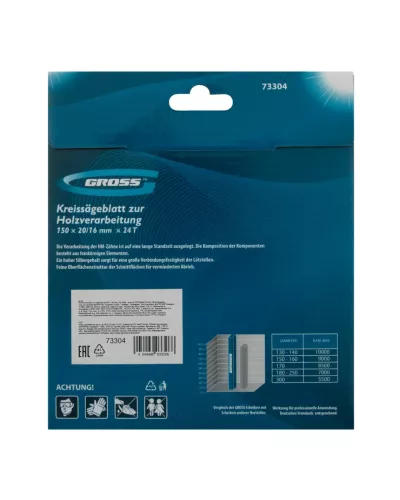 Пильный диск по дереву 150 x 20/16 x 24Т Gross