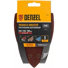 Треугольник абразивный на ворc. подложке под "липучку", перф., P 40, 150х150х100 мм, 5 шт. Denzel