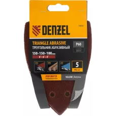 Треугольник абразивный на ворc. подложке под "липучку", перф., P 60, 150х150х100 мм, 5 шт. Denzel