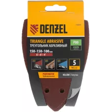 Треугольник абразивный на ворc. подложке под "липучку", перф., P 80, 150х150х100 мм, 5 шт. Denzel