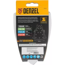 Треугольник абразивный на ворc. подложке под "липучку", перф., P 80, 150х150х100 мм, 5 шт. Denzel