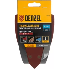 Треугольник абразивный на ворc. подложке под "липучку", перф., P 240, 150х150х100 мм, 5 шт. Denzel
