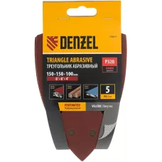 Треугольник абразивный на ворc. подложке под "липучку", перф., P 320, 150х150х100 мм, 5 шт. Denzel