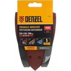 Треугольник абразивный на ворc. подложке под "липучку", перф., P 600, 150х150х100 мм, 5 шт. Denzel