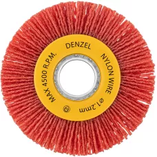 Щетка для УШМ DENZEL, 100 мм, Плоская, нейлоновая щетина, посадка 22,2 мм