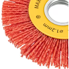 Щетка для УШМ DENZEL, 100 мм, Плоская, нейлоновая щетина, посадка 22,2 мм