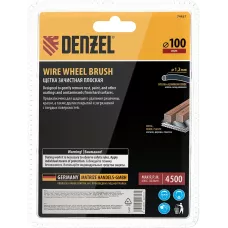 Щетка для УШМ DENZEL, 100 мм, Плоская, нейлоновая щетина, посадка 22,2 мм