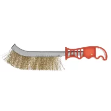 Щетка металлическая латунированная, пластиковая ручка MATRIX 74827