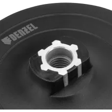 Тарелка опорная для дрели и УШМ DENZEL с липучкой, 150 мм, твердая, с адаптером c М14 на d8