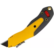 Нож DENZEL 19мм, сменное трапециевидное лезвие, SK4, алюминиевый корпус, торцевой зажим