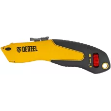 Нож DENZEL 19мм, сменное трапециевидное лезвие, SK4, алюминиевый корпус, торцевой зажим