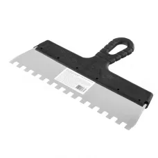 Шпатель из нержавеющей стали, 300 мм, зуб 10 х 10 мм, пластмассовая ручка Россия 85130