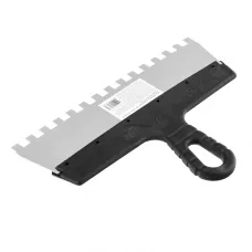 Шпатель из нержавеющей стали, 300 мм, зуб 10 х 10 мм, пластмассовая ручка Россия 85130