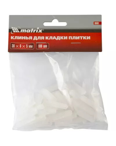 Клинья, 30 х 6 х 5мм, для кладки плитки, 100 шт Matrix