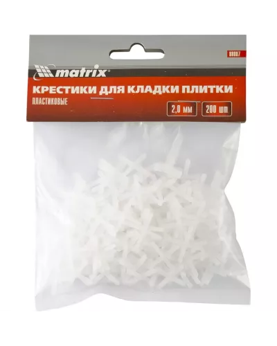 Крестики, 2.0 мм, для кладки плитки, 200 шт Matrix