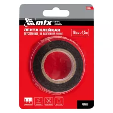 Лента клейкая на вспененной основе, двусторонняя, черная, 19 мм х 1,5 м MATRIX 89085