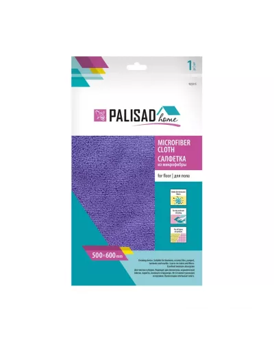 Салфетка из микрофибры для пола, 500 x 600 мм, фиолетовая, Home Palisad