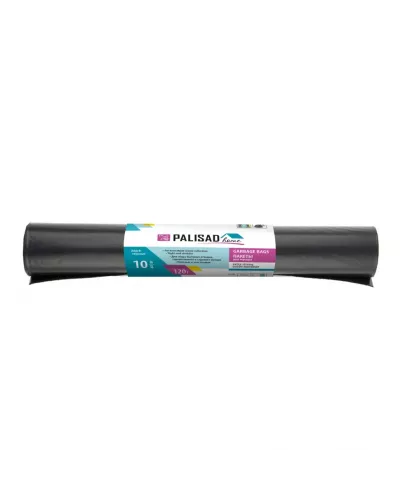 Пакеты для мусора 120 л x 10 шт., ПВД прочные черные, длинный ролик, Home Palisad