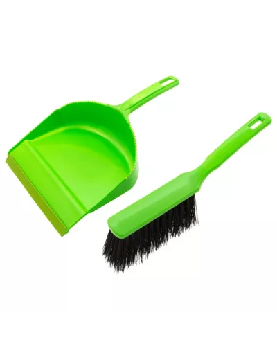 Набор: совок с кромкой 330 x 225 мм и щетка-сметка 285 мм, зеленый, Home Palisad