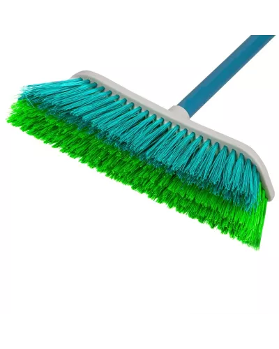 Щетка пластмассовая для подметания пола с комбинированной щетиной, 27 см, с черенком, 120 cм, Home Palisad