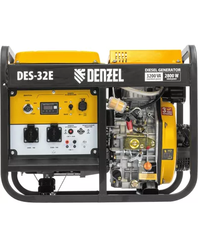 Генератор дизельный DES-32E, 3,2 кВт, 230 В, 11 л, электростартер Denzel