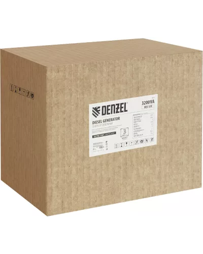 Генератор дизельный DES-32E, 3,2 кВт, 230 В, 11 л, электростартер Denzel