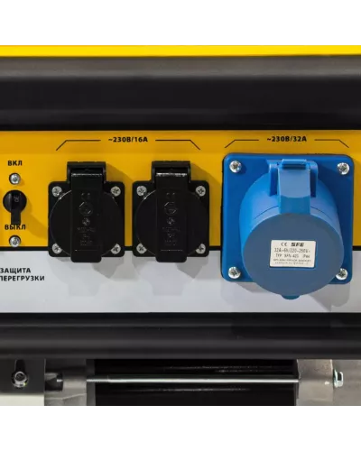 Генератор бензиновый GE 7900, 6.5 кВт, 220 В/50 Гц, 25 л, ручной пуск Denzel