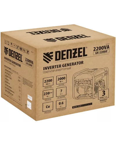 Генератор инверторный GK-2200iF, 2,2 кВт, 230 В, ручной старт DENZEL