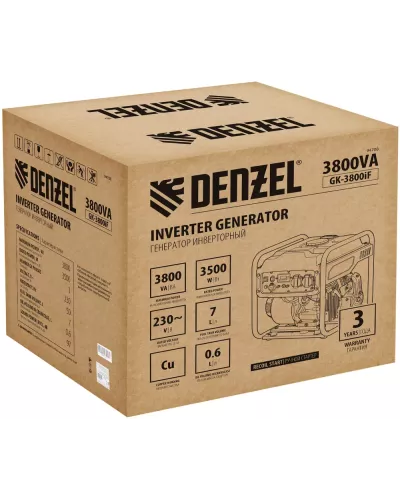 Генератор инверторный GK-3800iF, 3,8 кВт, 230 В, ручной старт DENZEL