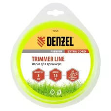 Леска для триммера DENZEL Extra cord 96126, 3 мм x 15 м, квадратная, двухкомпонентная