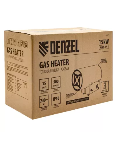 Газовая тепловая пушка GHG-15, 15 кВт, 500 м3/ч, пропан-бутан Denzel