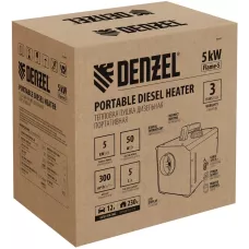 Дизельная тепловая портативная пушка DENZEL Flame-5, 5кВт, 300м3/ч, непр.наг., циф. терм.