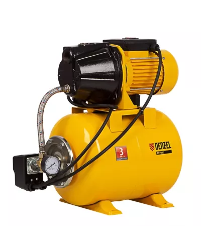 Насосная станция PS1100С, 1100 Вт, 4500 л/ч, ресивер 24 л, подъем 46 м, чугун Denzel