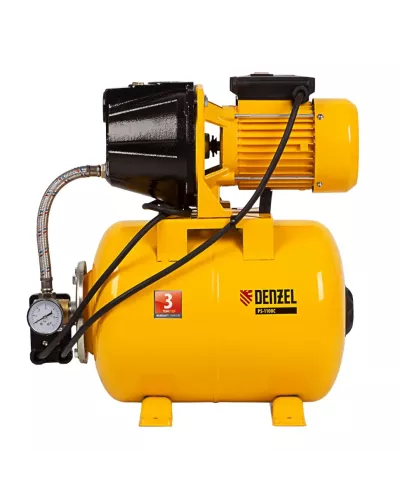 Насосная станция PS1100С, 1100 Вт, 4500 л/ч, ресивер 24 л, подъем 46 м, чугун Denzel