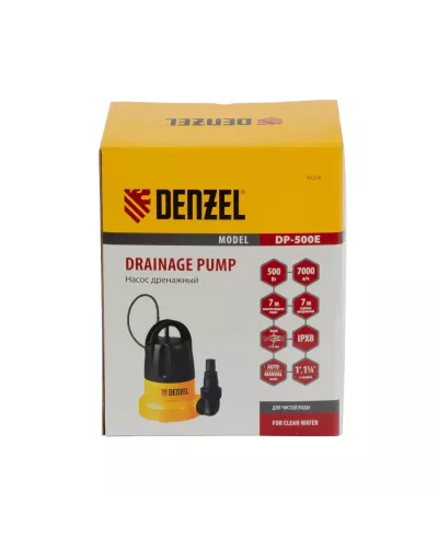 Дренажный насос DP500E, 500 Вт, подъем 7 м, 7000 л/ч Denzel