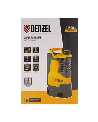 Дренажный насос DPХ650, Х-Pro, 650 Вт, подъем 7 м, 11500 л/ч Denzel