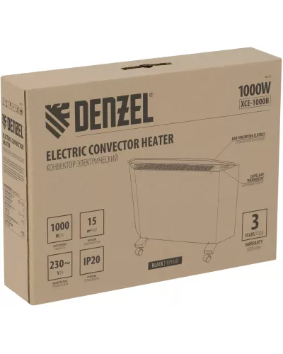 Конвектор электрический XCE-1000 B, 230 В, 1000 Вт, X-образный нагреватель Denzel