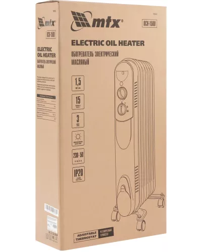 Масляный обогреватель MTX OCH-1500, 230 В, 1500 Вт // MTX
