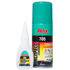 Суперклей цианоакрилатный AKFIX 705 двухкомпонентный клей 25 г, отвердитель 100 мл (AN705_25)