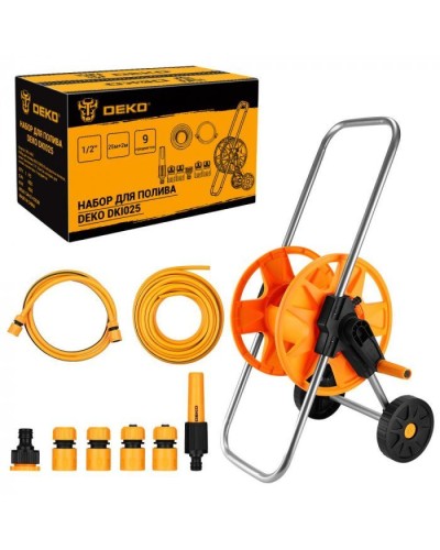 Набор для полива катушка на колесах 1/2'', 13 мм, DKI025 25 м. (SET 9) DEKO 065-0463