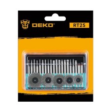 Набор шарошек и отрезных дисков с алмазным напылением для гравера + держатели RT25 (SET 25) DEKO 065-0681