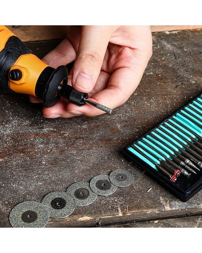 Набор шарошек и отрезных дисков с алмазным напылением для гравера + держатели RT25 (SET 25) DEKO 065-0681