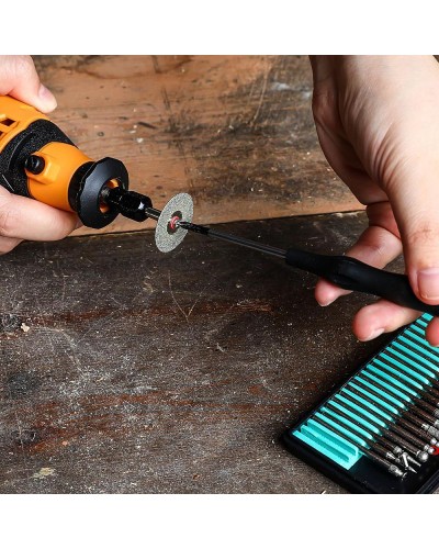 Набор шарошек и отрезных дисков с алмазным напылением для гравера + держатели RT25 (SET 25) DEKO 065-0681